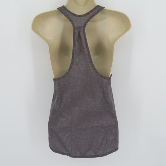 Lululemon 14.25in Bust Gray Striped Scallop Racerback Athletic Tank Top Shirt - Picture 5 of 9